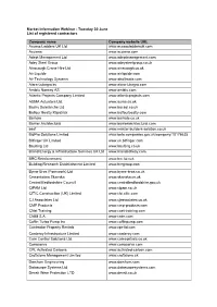Tuesday 30 June List of Registered Contractors Company Name