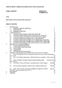 1 | Page SYNOPTIC REPORT TOWARDS the COMPLETION OF