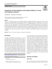 Comparison of Clinical Diagnoses and Autopsy Findings in 54 Cases with Lymphoid Neoplasms