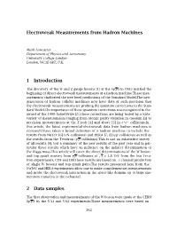 Electroweak Measurements from Hadron Machines 1 Introduction 2