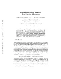 Generalized Eilenberg Theorem I: Local Varieties of Languages 3