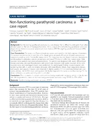 Non-Functioning Parathyroid Carcinoma: a Case Report