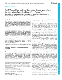 RACK1 Regulates Centriole Duplication Through Promoting the Activation Of