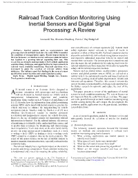 Railroad Track Condition Monitoring Using Inertial Sensors and Digital Signal Processing: a Review