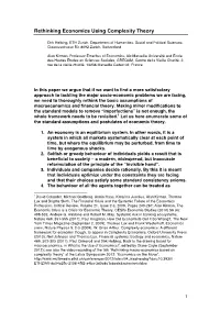 Rethinking Economics Using Complexity Theory