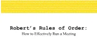 Robert's Rules of Order