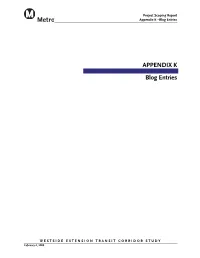 Appendix K –Blog Entries