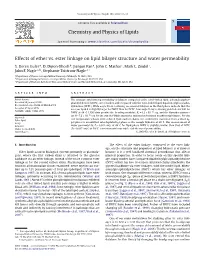 Chemistry and Physics of Lipids Effects of Ether Vs. Ester Linkage On