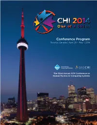 CHI 2014 Printed Program Available (PDF)