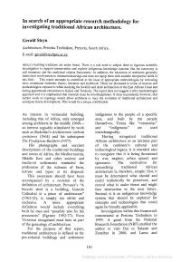 In Search of an Appropriate Research Methodology for Investigating Traditional African Architecture