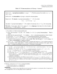 Math 412. Homomorphisms of Groups: Answers