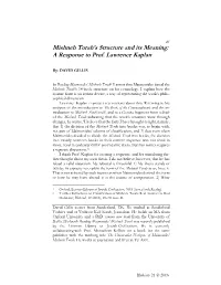 Mishneh Torah's Structure and Its Meaning: a Response To
