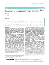 VIEW Open Access Expression of Evolutionarily Novel Genes in Tumors A