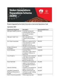 Projects Supported by the Stolen Generations Community Reparations Fund