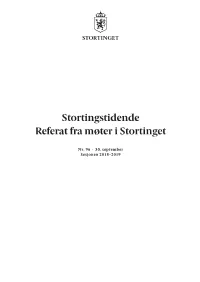 Stortingstidende Referat Fra Møter I Stortinget