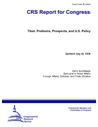 Tibet: Problems, Prospects, and U.S