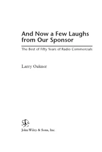 And Now a Few Laughs from Our Sponsor