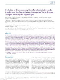 Evolution of Chemosensory Gene Families in Arthropods: Insight from the First Inclusive Comparative Transcriptome Analysis Across Spider Appendages