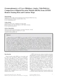 Geomorphometry of Cerro Sillajhuay (Andes, Chile/Bolivia): Comparison of Digital Elevation Models (Dems) from ASTER Remote Sensing Data and Contour Maps