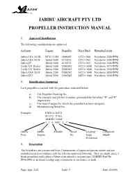 Jabiru Aircraft Pty Ltd Propeller Instruction Manual
