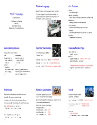 The C++ Language C++ Features
