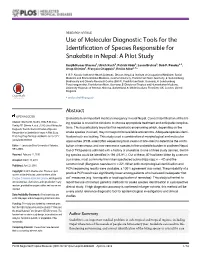 Use of Molecular Diagnostic Tools for the Identification of Species Responsible for Snakebite in Nepal: a Pilot Study