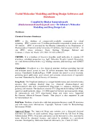 Useful Molecular Modelling and Drug Design Softwares and Databases