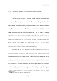 What Is Distinctive About Social Anthropology and Its Methods?