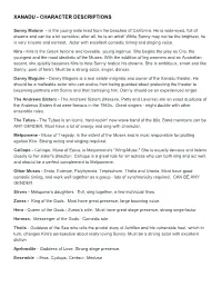Xanadu - Character Descriptions