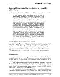 Bacterial Community Characterization in Paper Mill White Water