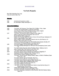 G a G O S I a N Tom Sachs Biography