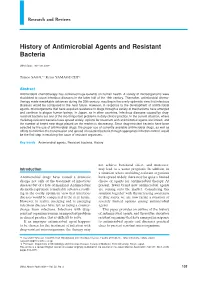 History of Antimicrobial Agents and Resistant Bacteria