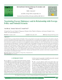 Negotiating Energy Diplomacy and Its Relationship with Foreign Policy and National Security