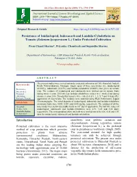 Persistence of Imidacloprid, Indoxacarb and Lambda-Cyhalothrin on Tomato (Solanum Lycopersicum L.) Under Protected Cultivation