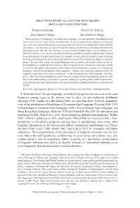 REACTIVE EFFORT AS a FACTOR THAT SHAPES SIGN LANGUAGE LEXICONS Nathan Sanders Donna Jo Napoli