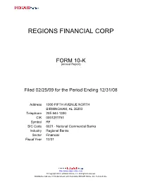 REGIONS FINANCIAL CORPORATION (Exact Name of Registrant As Specified in Its Charter)