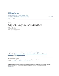 Why Is the Only Good Orc a Dead Orc Anderson Rearick Mount Vernon Nazarene University