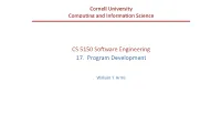 CS 5150 Software Engineering 17. Program Development