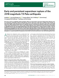 Early and Persistent Supershear Rupture of the 2018 Magnitude 7.5 Palu Earthquake