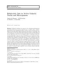 Relativistic Jets in Active Galactic Nuclei and Microquasars
