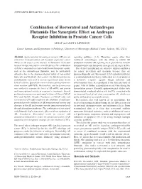 Combination of Resveratrol and Antiandrogen Flutamide Has Synergistic Effect on Androgen Receptor Inhibition in Prostate Cancer Cells