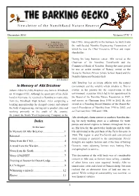 Newsletter of the Namibrand Nature Reserve in Memory of Albi Brückner