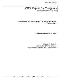 Proposals for Intelligence Reorganization, 1949-2004