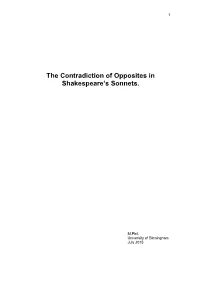 The Contradiction of Opposites in Shakespeare Sonnets