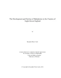 The Development and Decline of Malediction in the Charters of Anglo-Saxon England