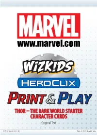 THOR – the DARK WORLD STARTER CHARACTER CARDS Original Text