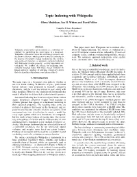 Topic Indexing with Wikipedia