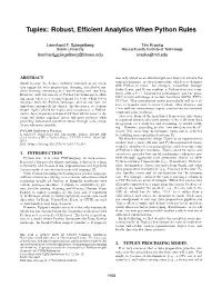 Tuplex: Robust, Efficient Analytics When Python Rules