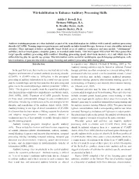 Wii-Habilitation to Enhance Auditory Processing Skills