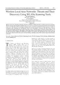 Wireless Local Area Networks: Threats and Their Discovery Using Wlans Scanning Tools Ms